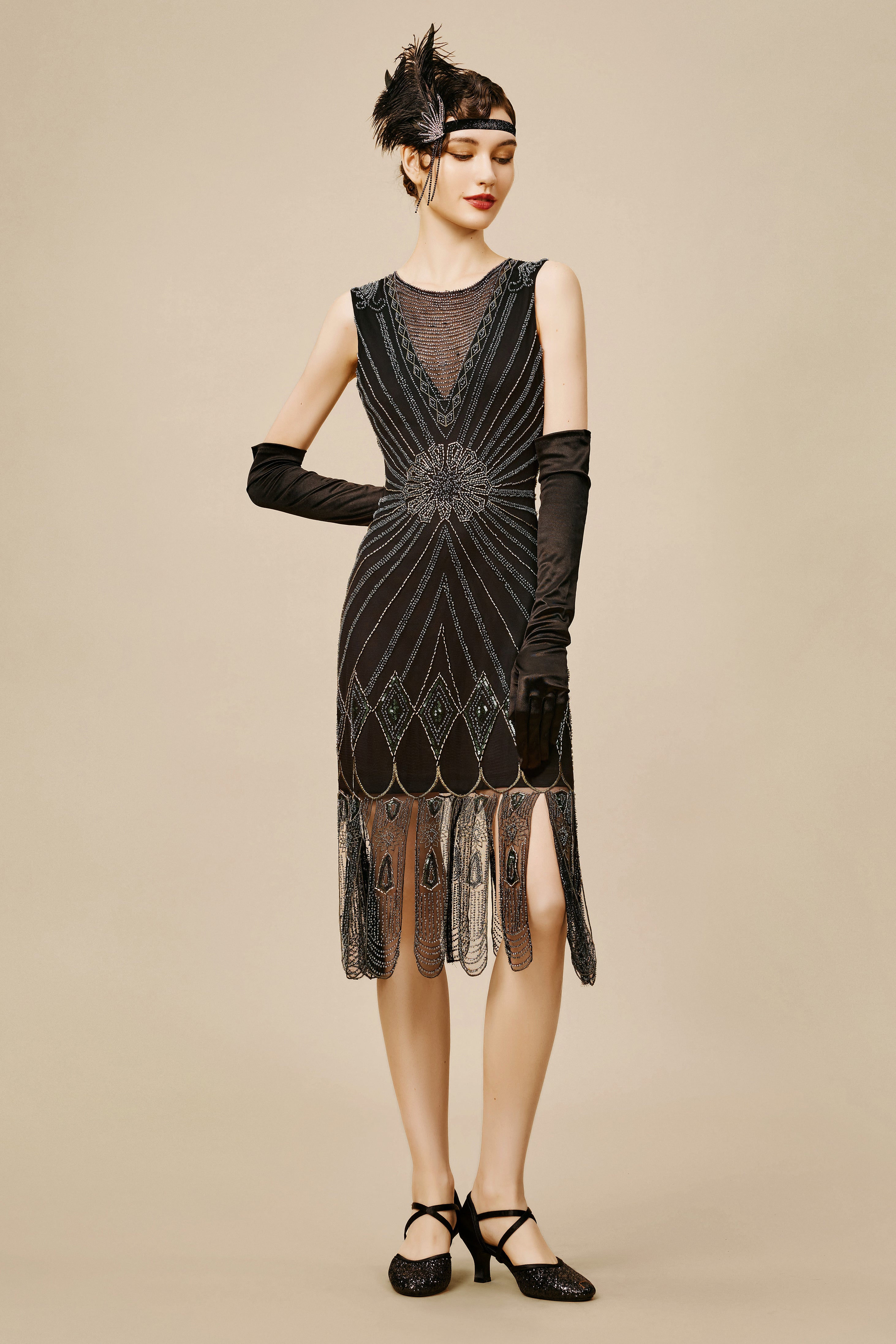 Shop 1920s Dresses - Petals Embroidery Flapper Dress | BABEYOND