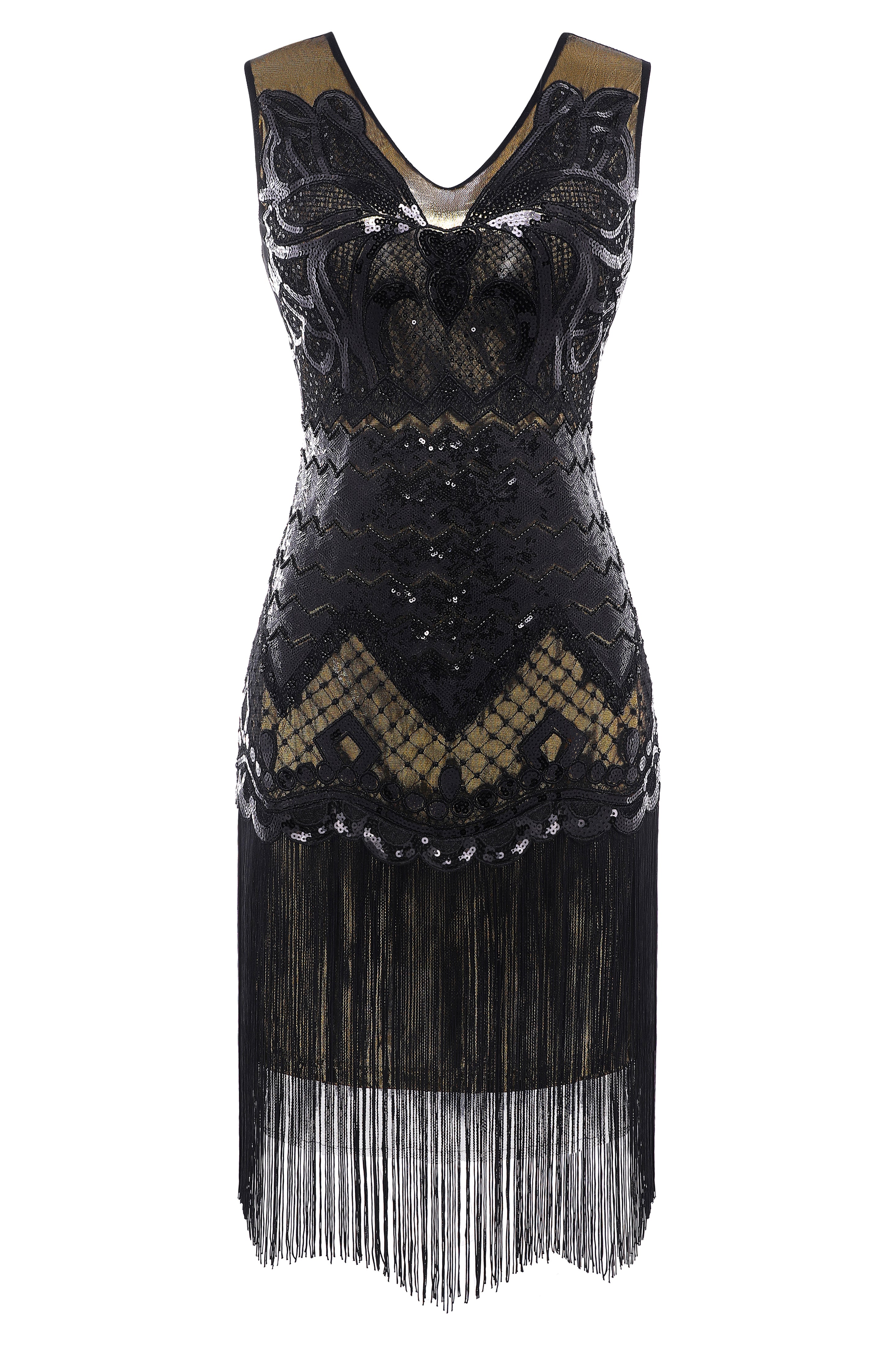 Shop 1920s Dresses - Sequins Fringe Flapper Dress | BABEYOND