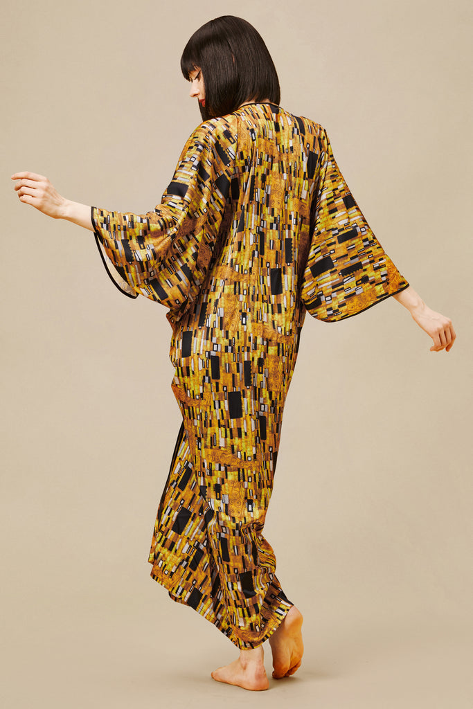 Printed Waist Pleated Robe Dress - BABEYOND