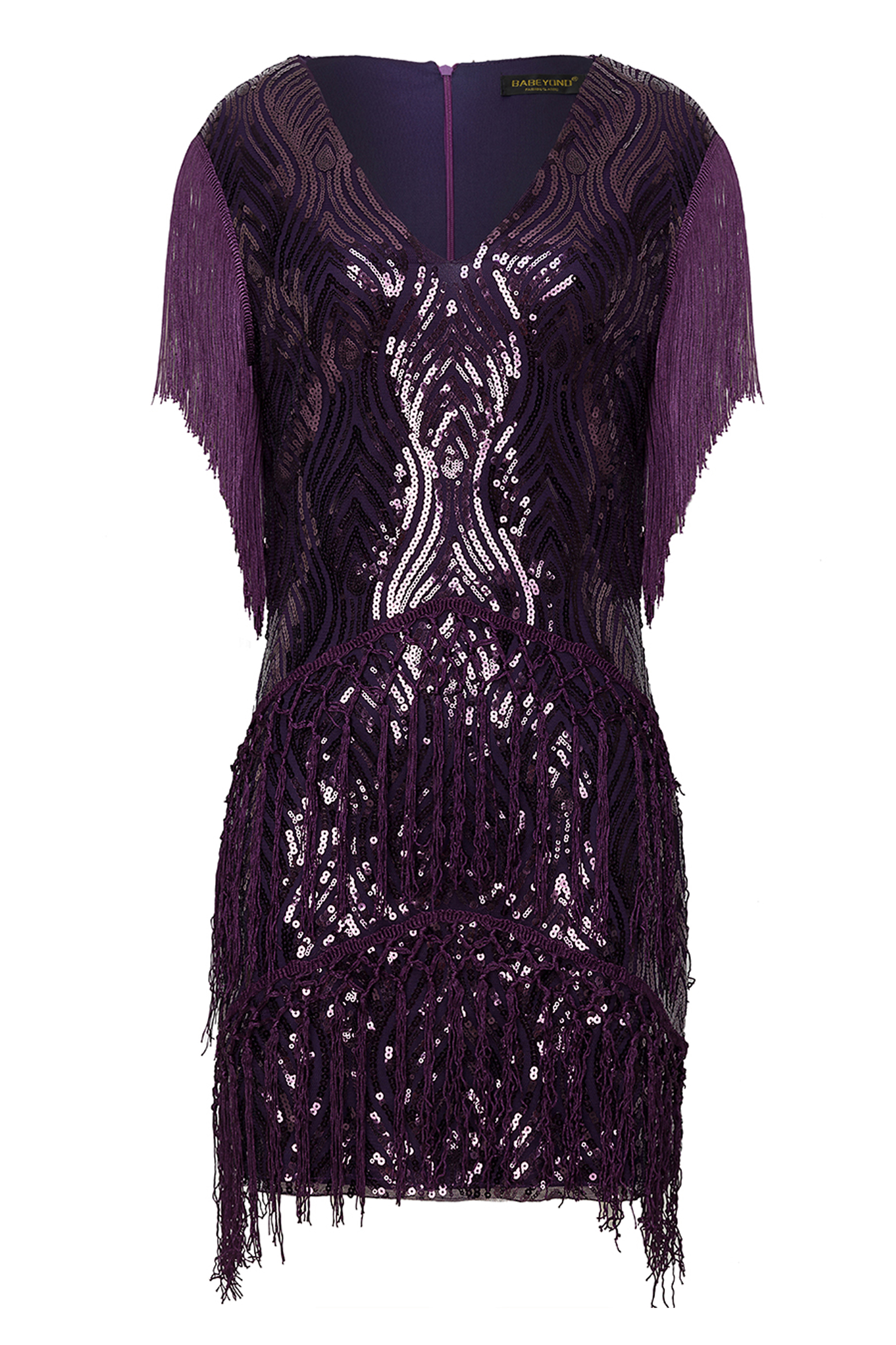 Sparkly Sequin Bodycon Flapper Dress | Midnight Purple | 14