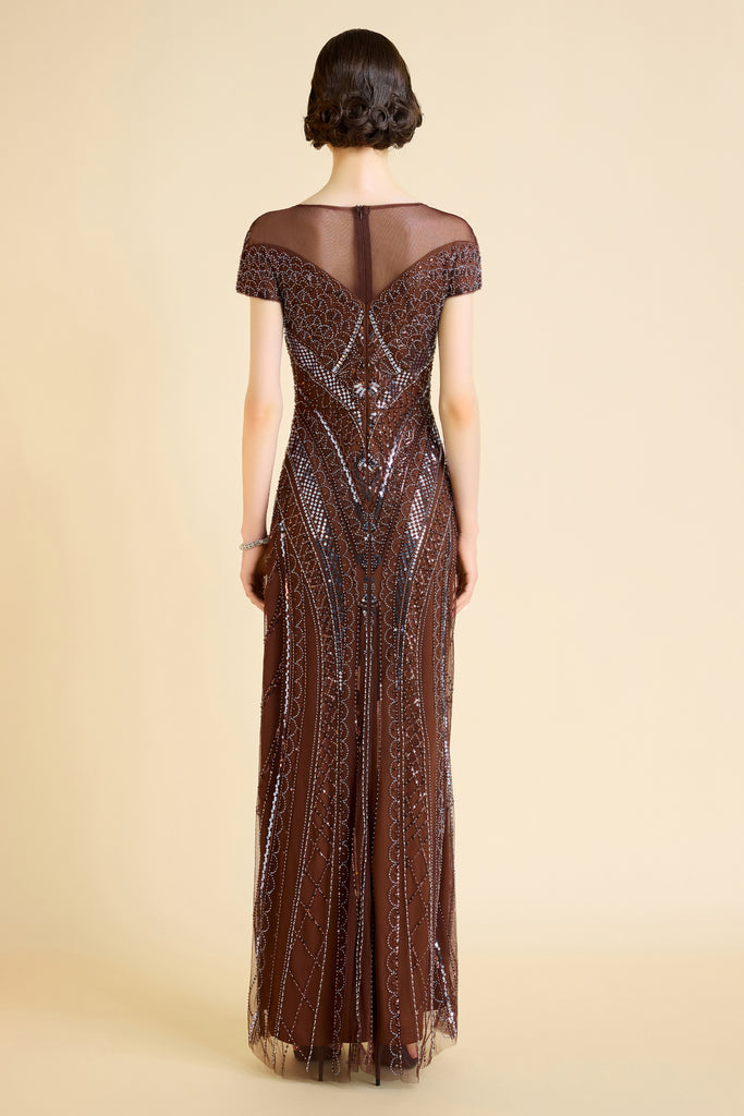 Radiant Geometric Embroidery Evening Gown - BABEYOND