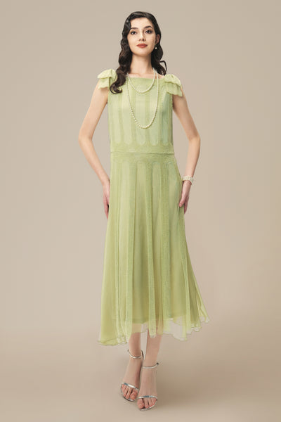strapless open back dress Shop 1920s Casual Dresses - Beaded A-Line Day Dress