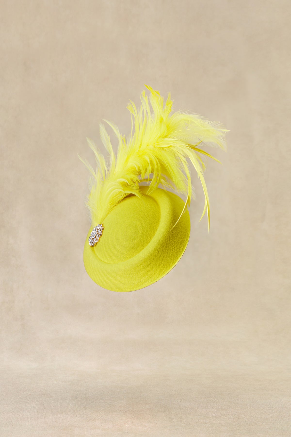 Yellow Feathered Pearl-Embellished Women\'s Fascinator Hat Yellow Peony and Feather Flower Fascinator – Boston Millinery main image 3