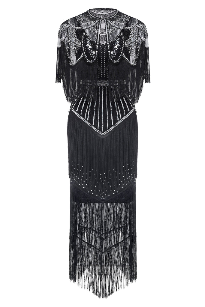 1920s Strap V Neck Sequin Dress With Shawl - BABEYOND