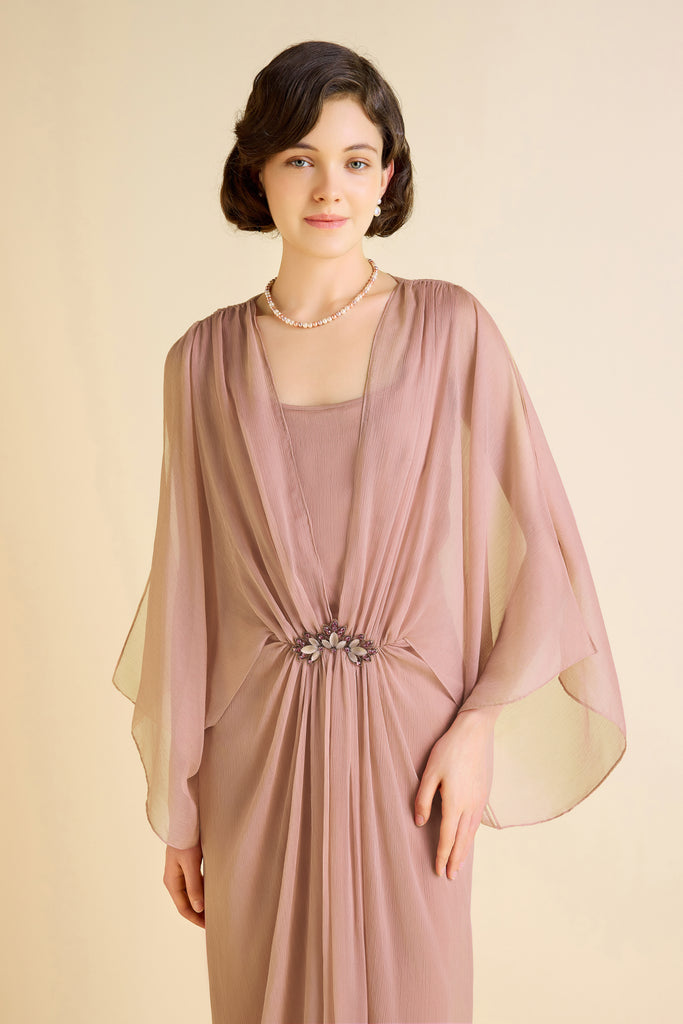 Stylish Batwing Sleeves Pleated Day Dress - BABEYOND
