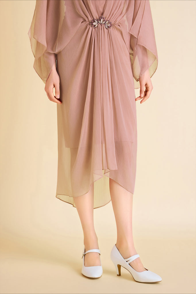 Stylish Batwing Sleeves Pleated Day Dress - BABEYOND