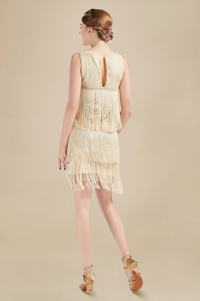 1920s Tiered Tassel Vintage Gatsby Dress - BABEYOND
