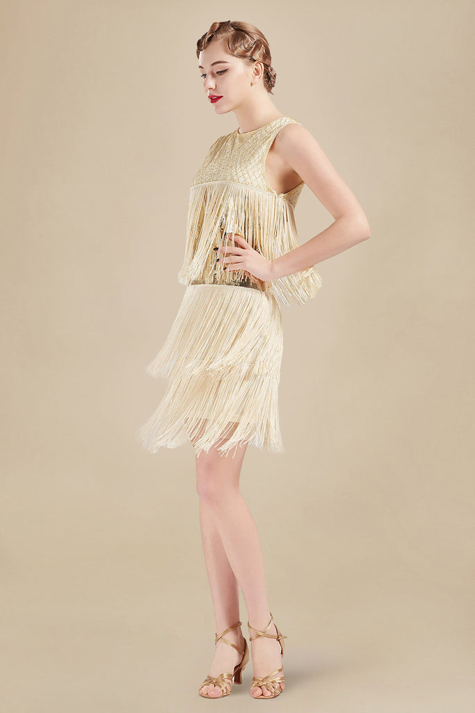 1920s Tiered Tassel Vintage Gatsby Dress - BABEYOND