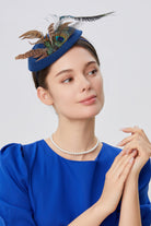 Retro Tea Party Feather Fascinator | Cetacean Blue | 5