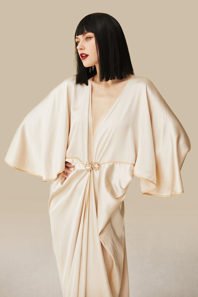 Angel Sleeve Cocoon Robe Dress - BABEYOND