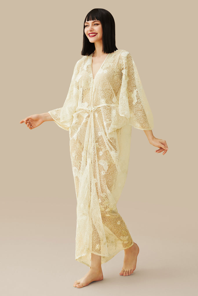 Dolman Sleeve Silky Robe Dress - BABEYOND