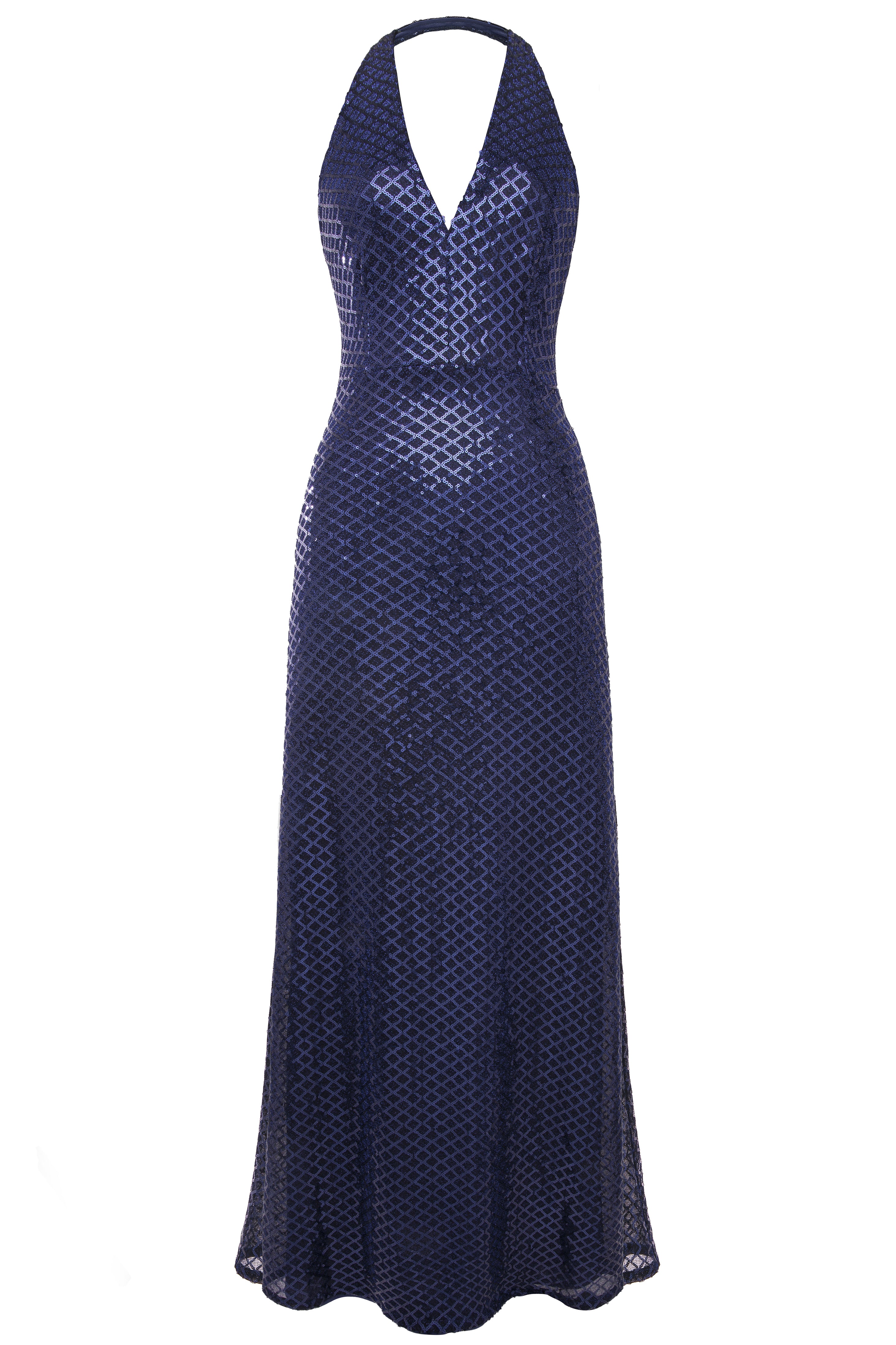 V Neck Hanging Sequin Maxi Dress | Darkblue | 3