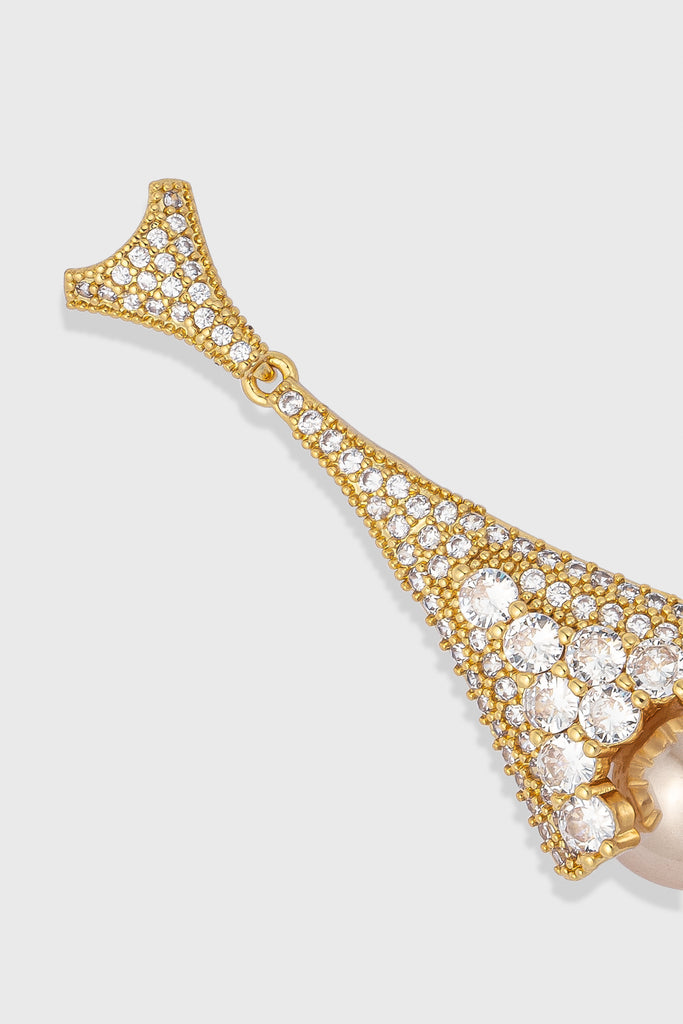 Vintage Crystal Pearl Dangle Earrings - BABEYOND
