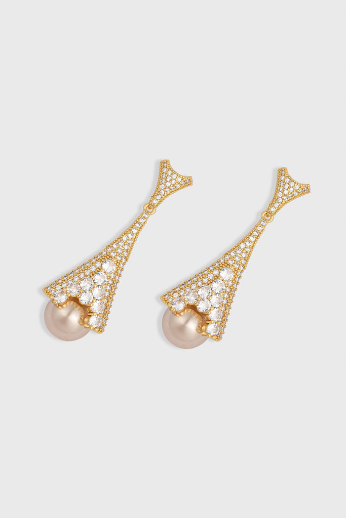 Vintage Crystal Pearl Dangle Earrings - BABEYOND