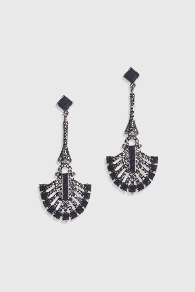 Vintage Geometric Fan-shaped Crystal Earrings - BABEYOND