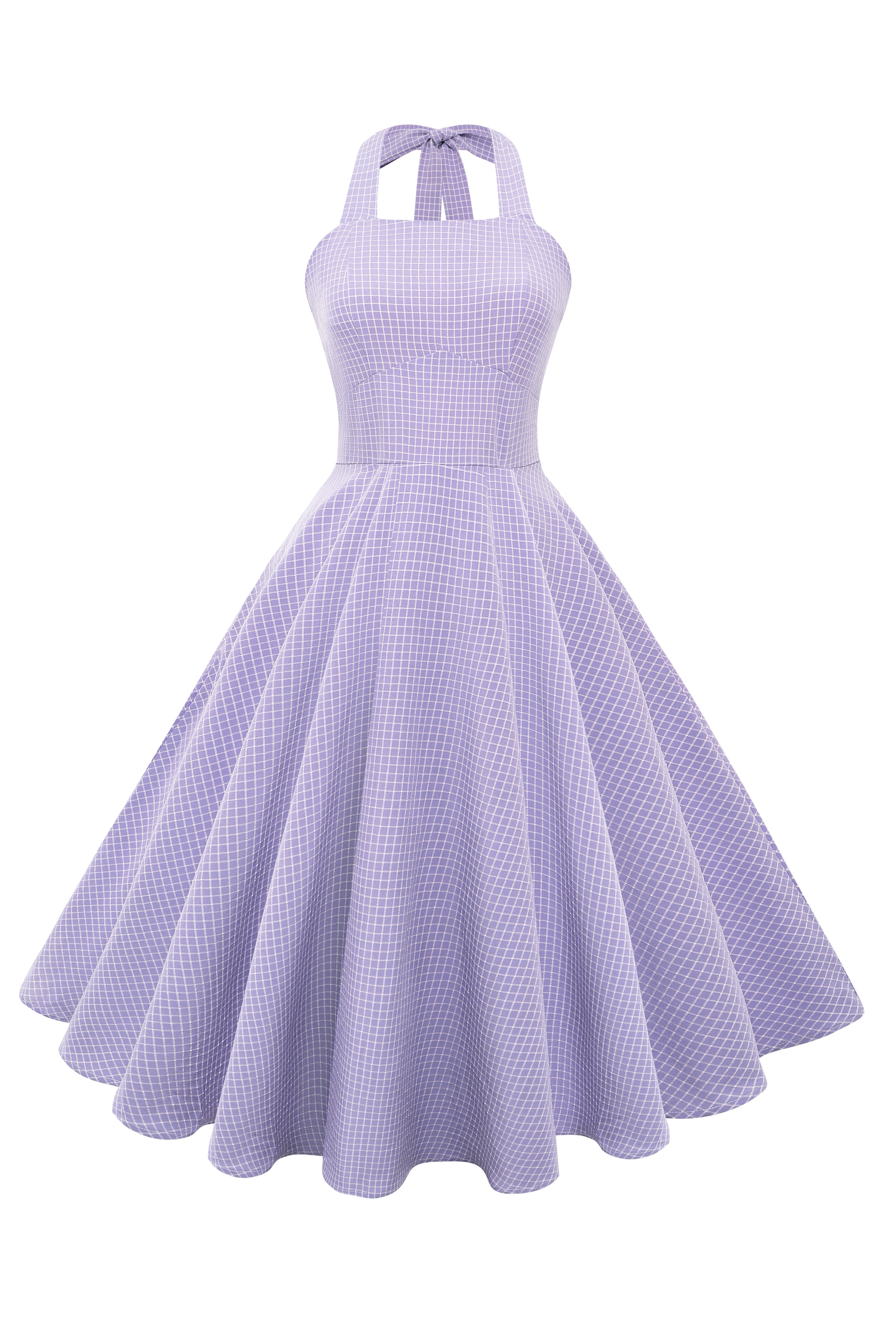 purple vintage dress Lilac Meadow Swing - Small hidden side metal zipper BABEYOND Vintage Purple Gingham Swing