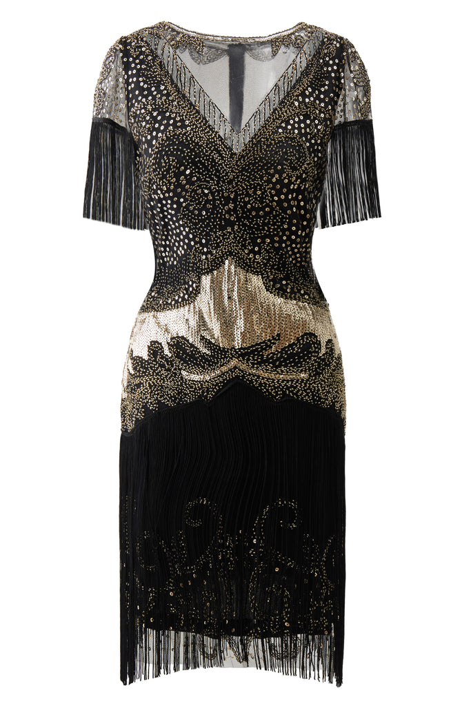 1920s Flapper Fringed Sleeves Dress - BABEYOND