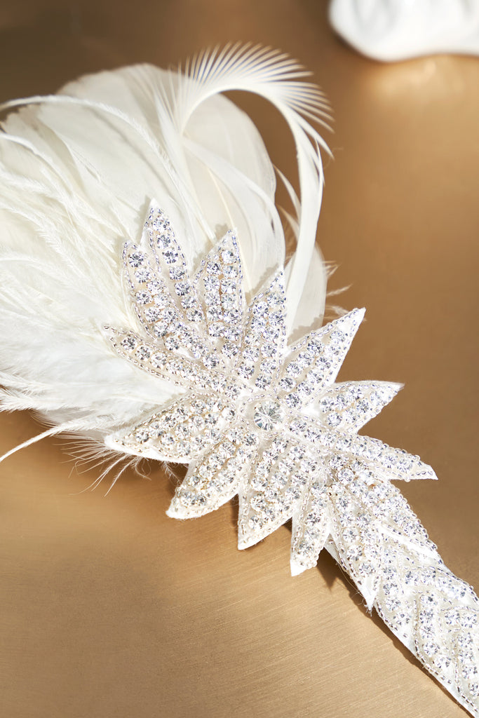 1920s Sparkle Crystal Leaf Feather Headband - BABEYOND