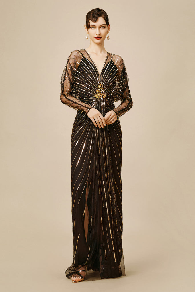 Zouzou Crystal-Encrusted Evening Gown - BABEYOND