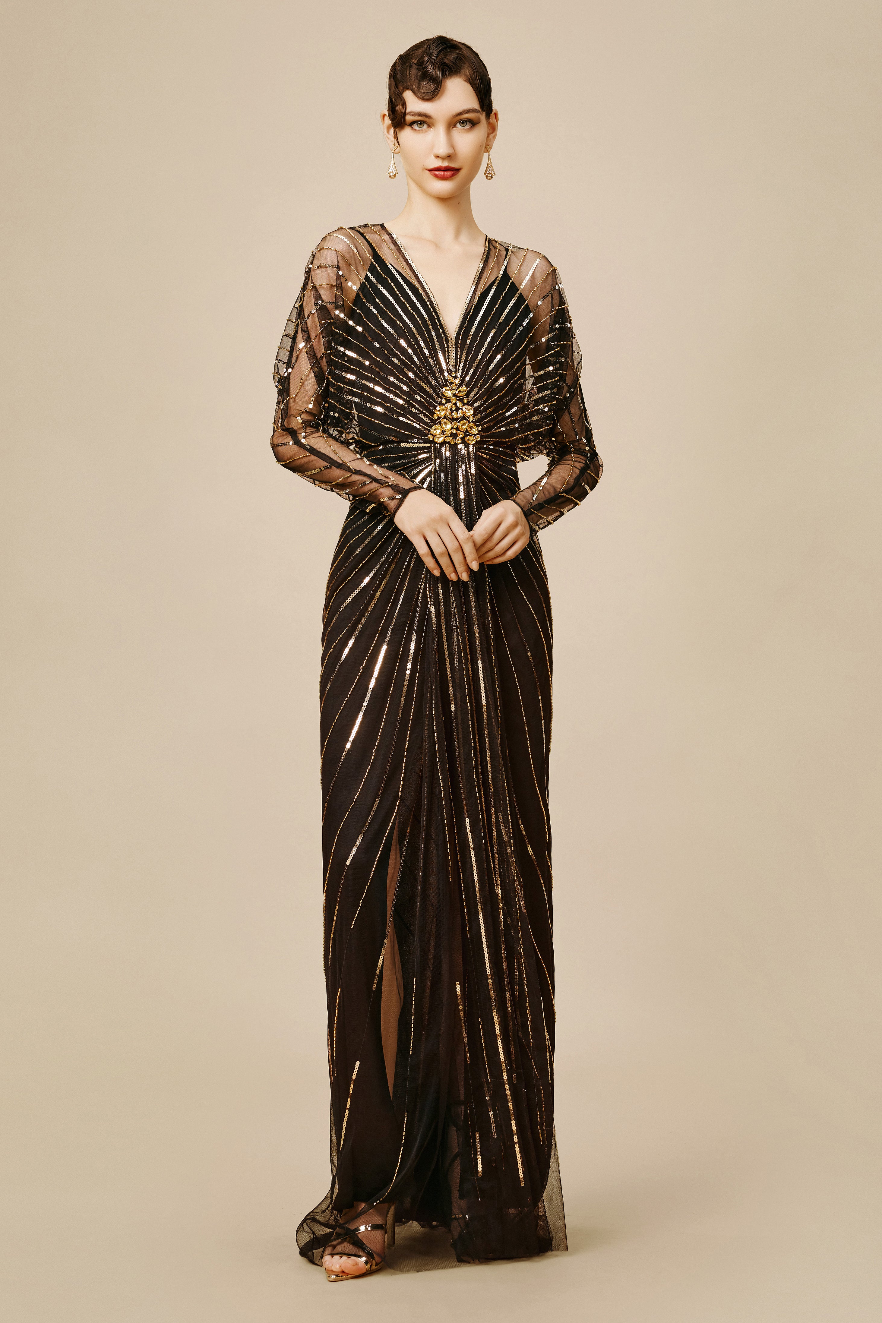 1920's long sleeve flapper dresses hotsell