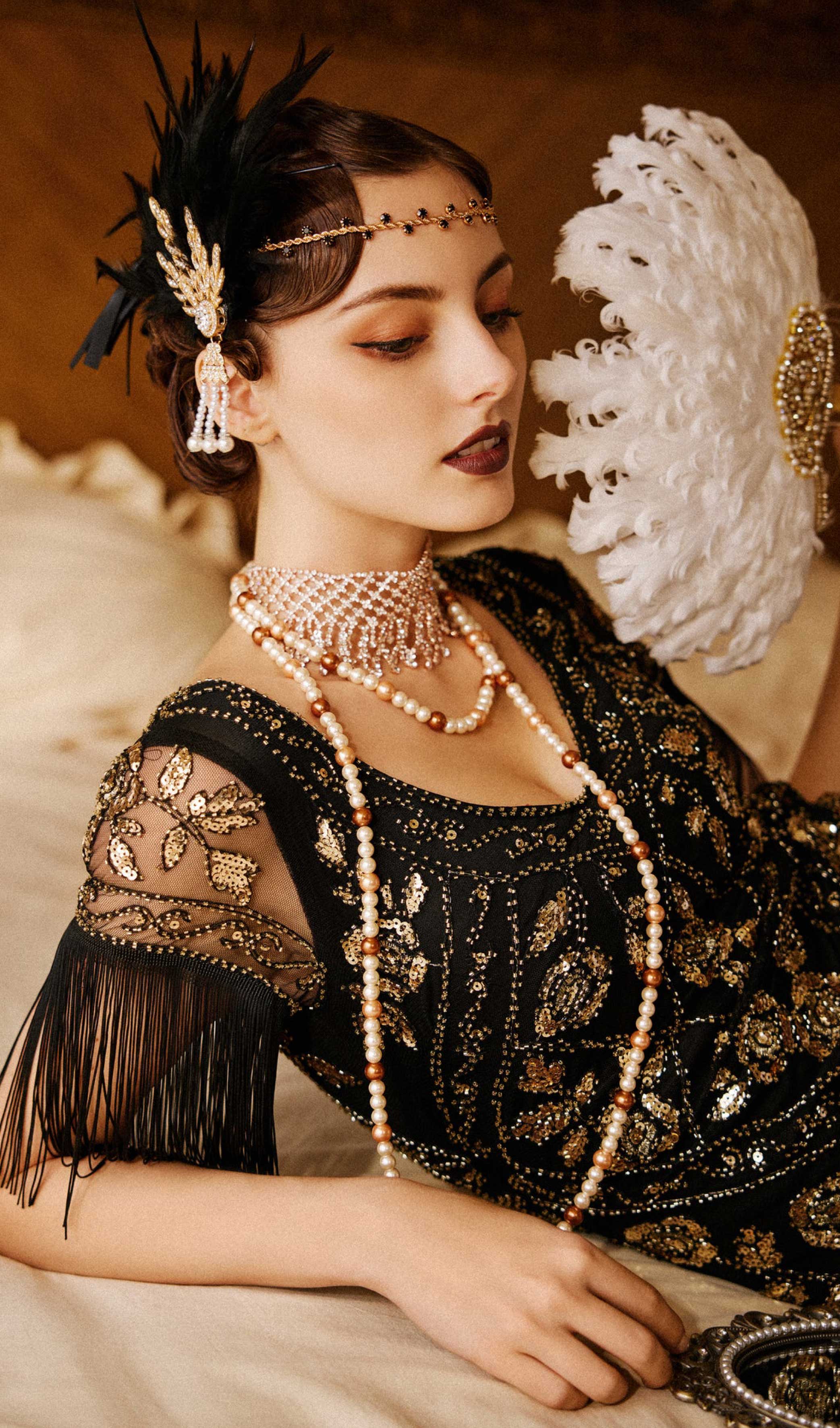 Shop 1920s Dresses - Flapper Fringed Sleeves Dress | BABEYOND