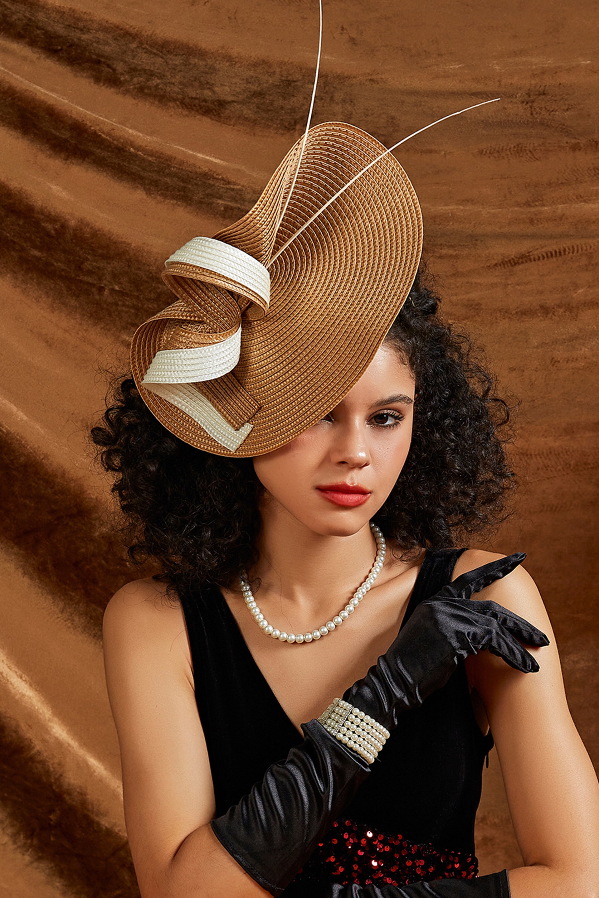 BABEYOND Wide-Brim Wavy Fascinator, Fascinators, Olive Grove BABEYOND Wide-Brim Wavy Fascinator, Fascinators, Olive Grove