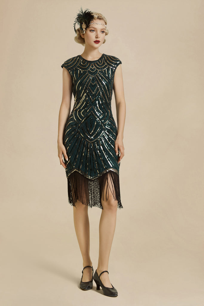 1920s Beaded Sequin Great Gatsby Dress - BABEYOND