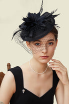 Vintage Veil Tea Party Fascinator | Ink Black | 9