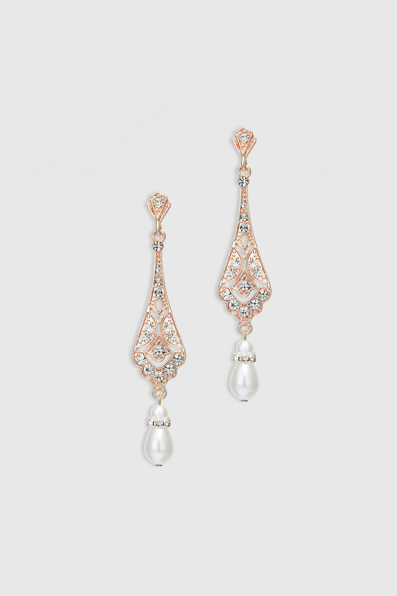 Stunning Vintage Crystal Studded pearl drop earrings