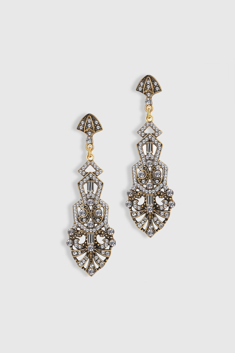 Shop 1920s Jewelry - Vintage Crystal Studded Earrings | BABEYOND