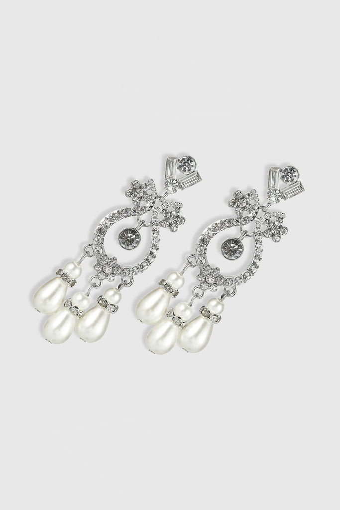 Art Deco Crystal Pearl Dangle Earrings - BABEYOND