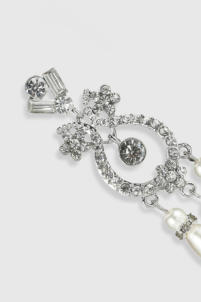 Art Deco Crystal Pearl Dangle Earrings - BABEYOND