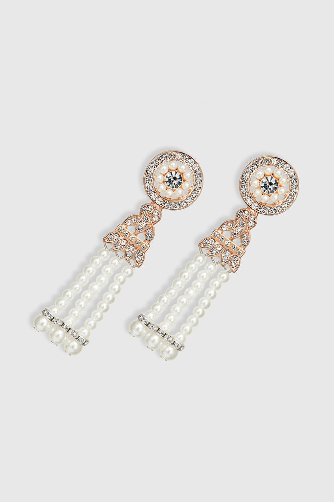 Classic Zircon Studded Pearl Earrings - BABEYOND