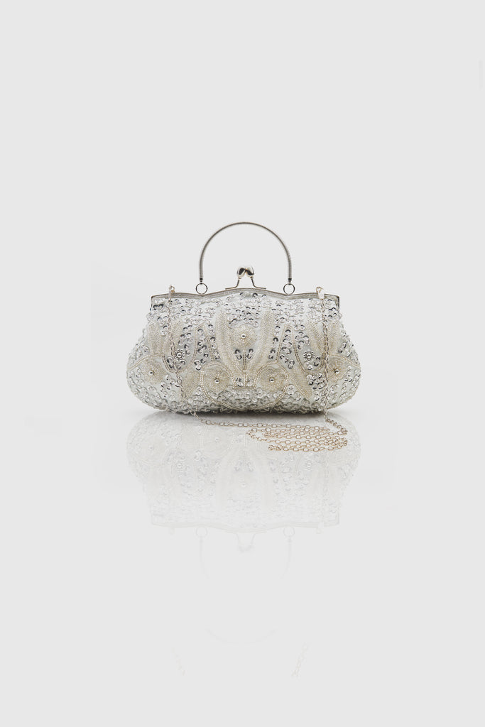 Embellished Beaded Pearl Clutch - BABEYOND