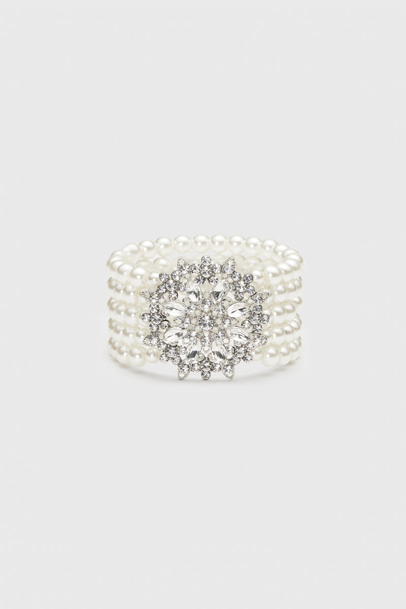 1920s Jewelry - Multilayer Zircon Pearl Bracelet
