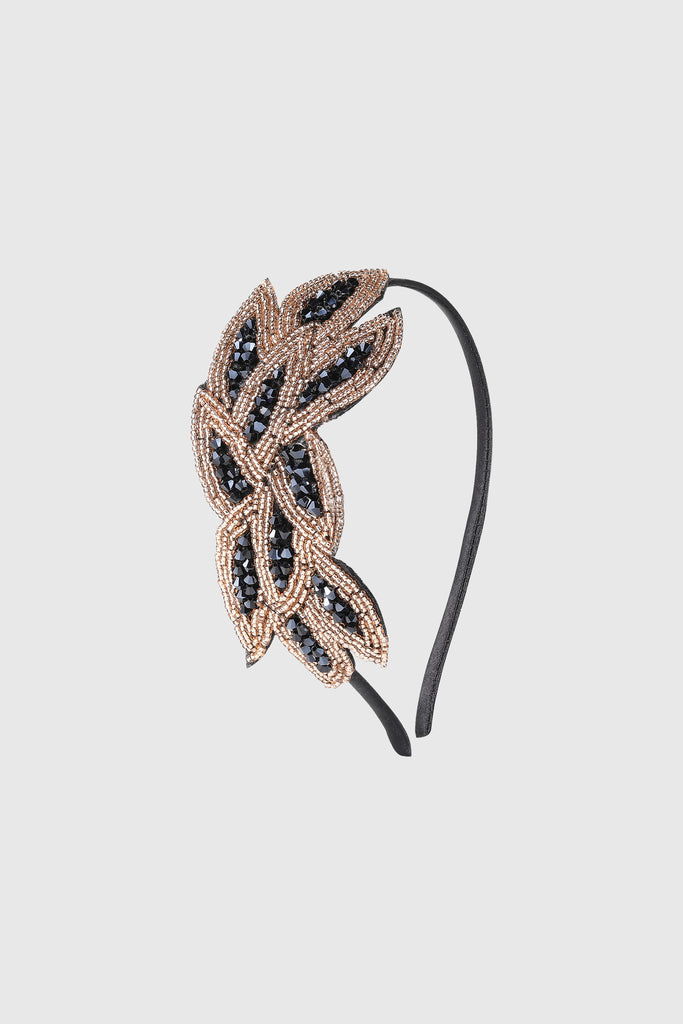Embroidered Crystal Leaf Headband - BABEYOND