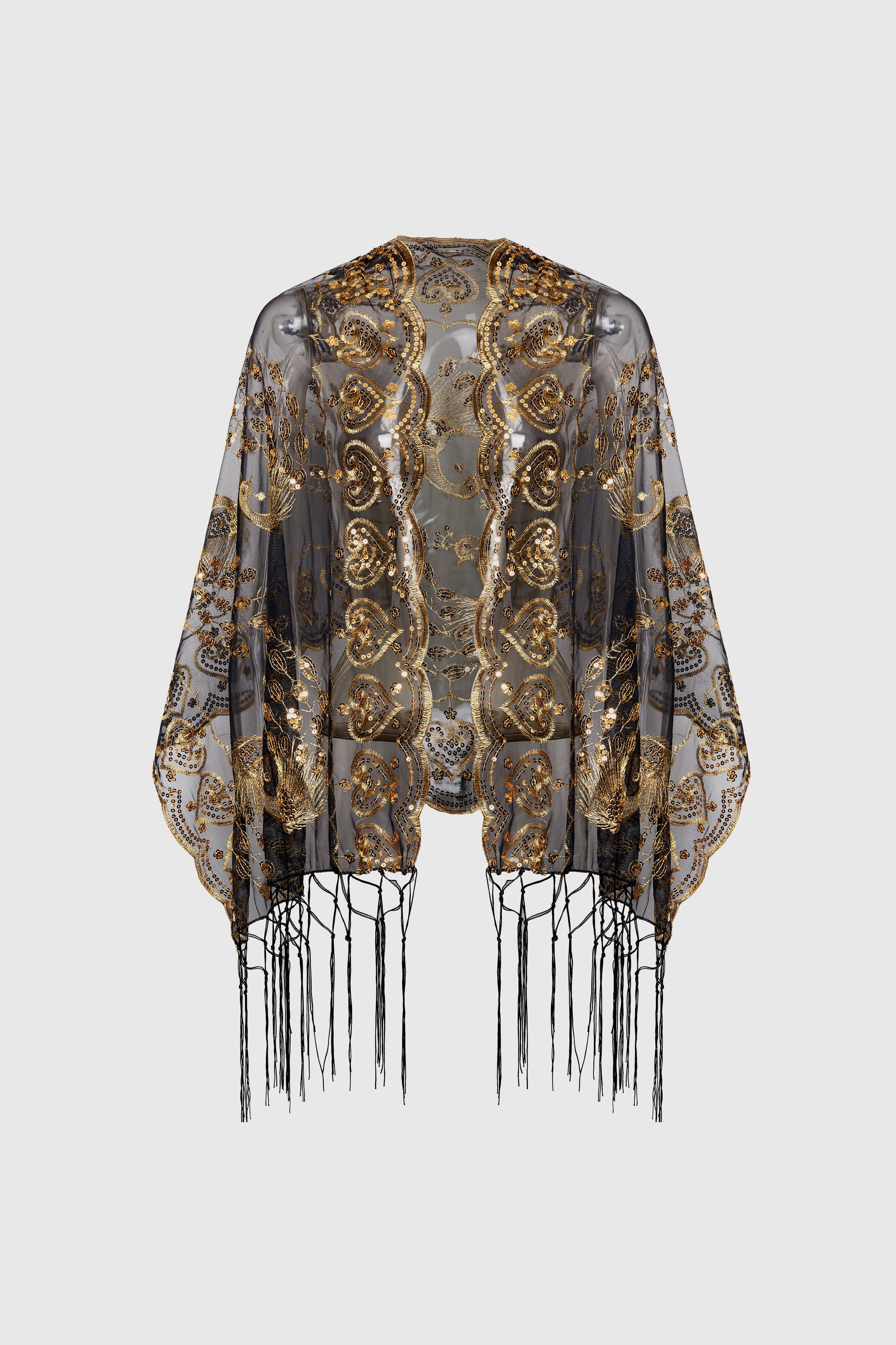 Shop 1920s Shawls - Embroidered Sequin Peacock Shawl | BABEYOND