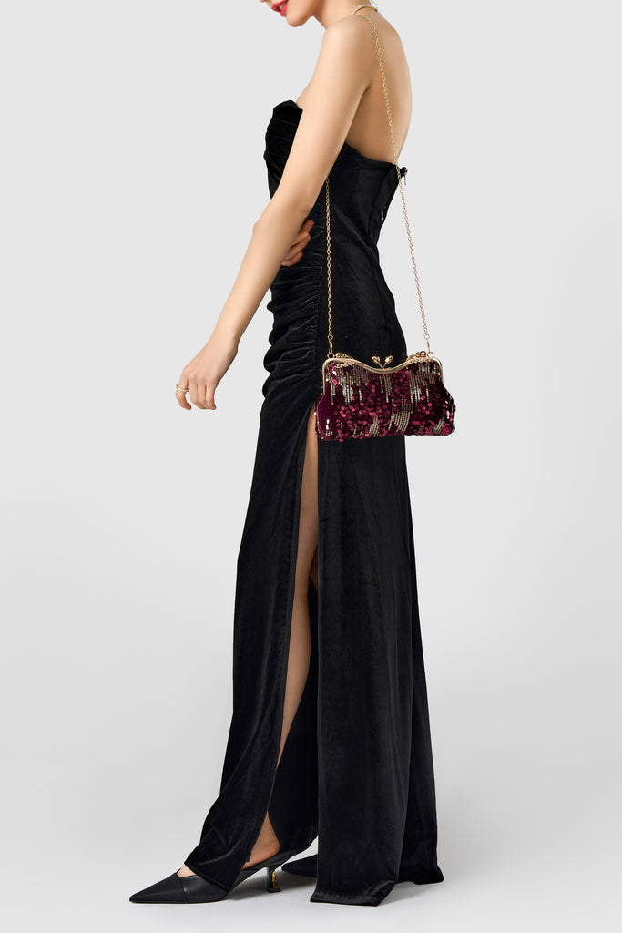 Luxury Irregular Sequin Velvet Clutch - BABEYOND