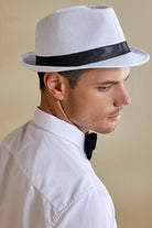 1920s Mens Panama Fedora Hat | White | 2