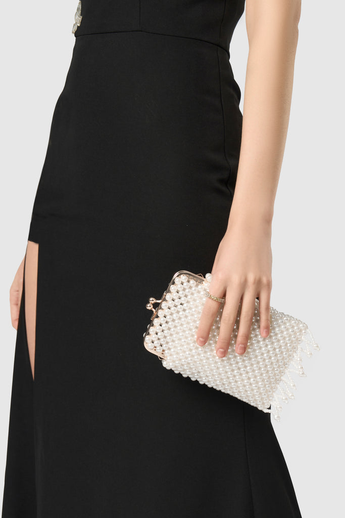 Vintage White Pearl Evening Clutch - BABEYOND