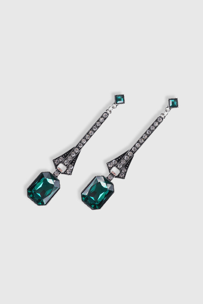 Art-Deco Rhinestone Dangle Earrings - BABEYOND