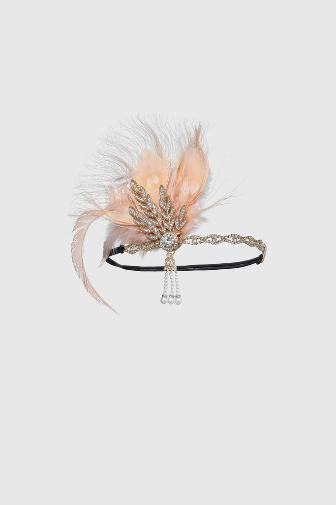 Rhinestone Leaf Feather Headpiece - BABEYOND