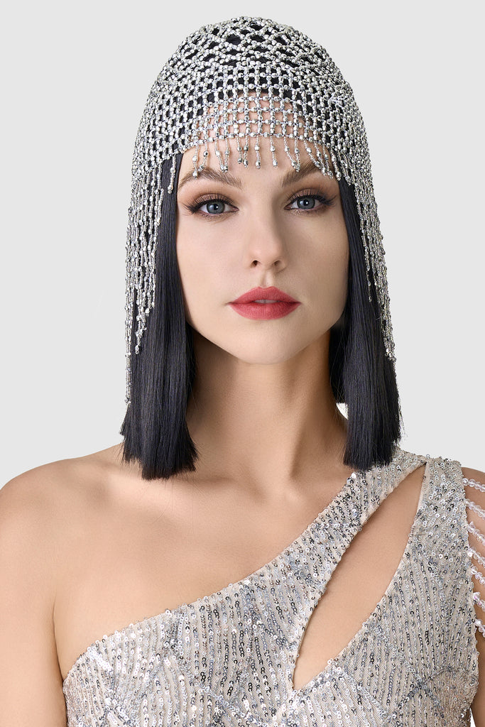 Antique Starry Crystal Cap Headpiece - BABEYOND