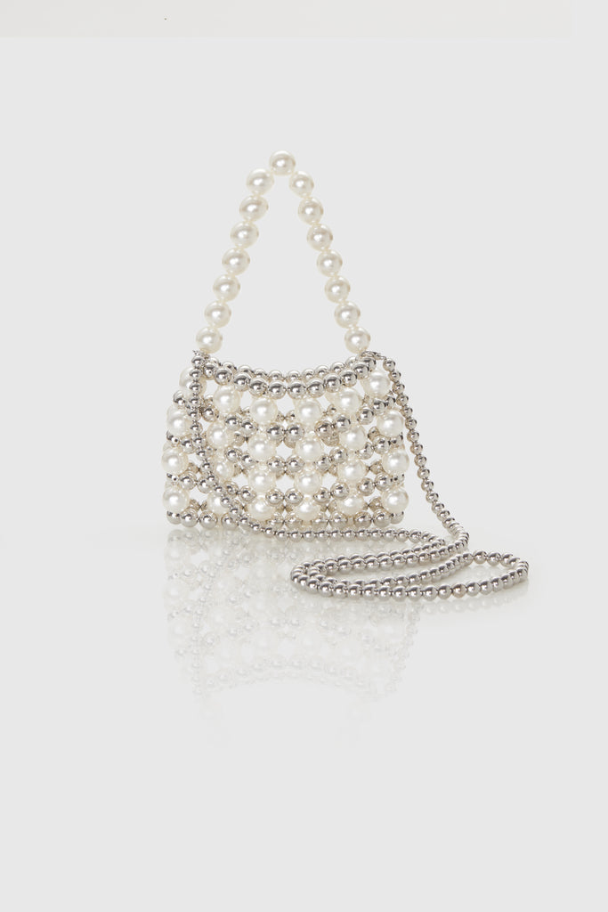 Reticulated Beaded Evening Pearl Purse - BABEYOND