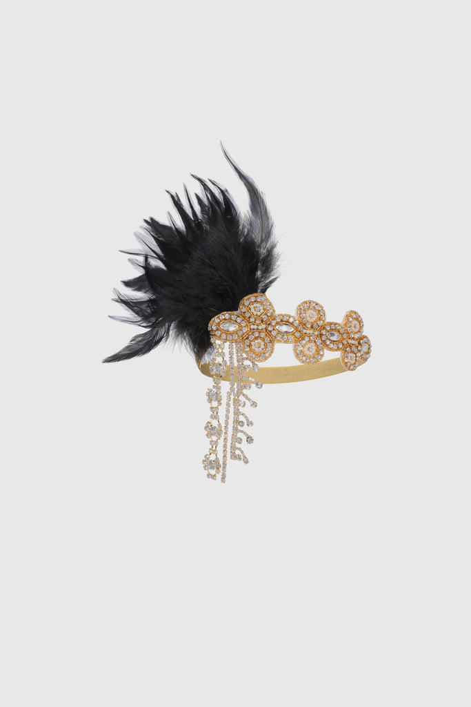Crystal Beaded Feather Headband - BABEYOND