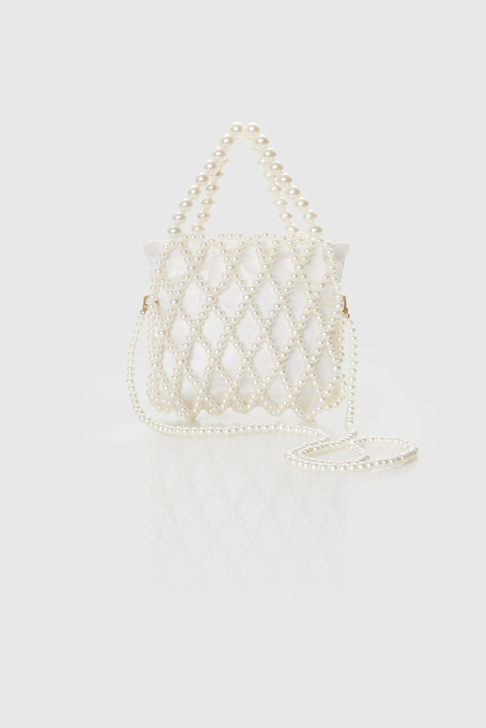 Reticulated Beaded Pearl Bucket Purse - BABEYOND