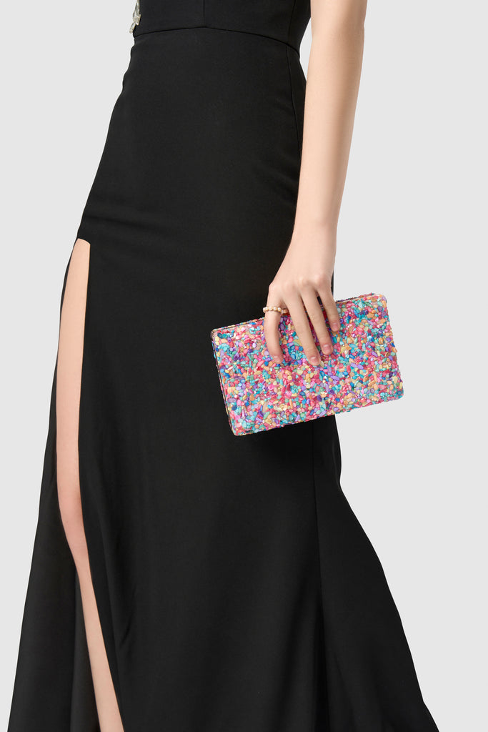 Embellished Colorful Stone Party Clutch - BABEYOND