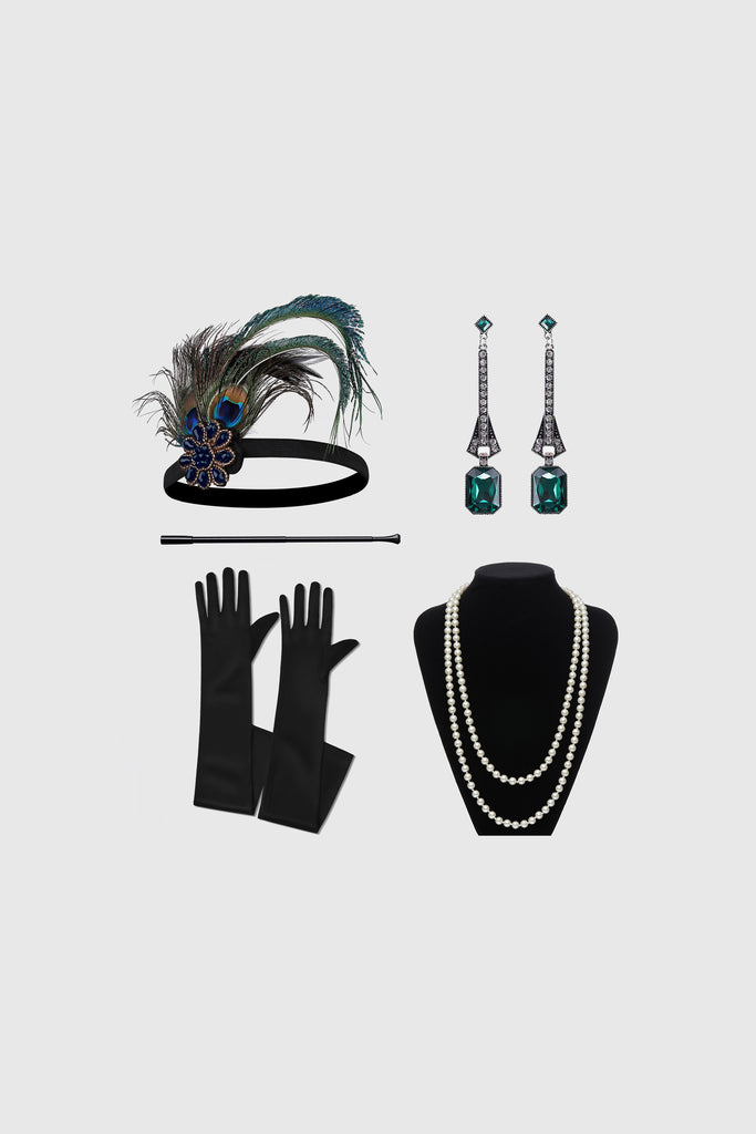 1920s Peacock Gatsby Accessories Set - BABEYOND
