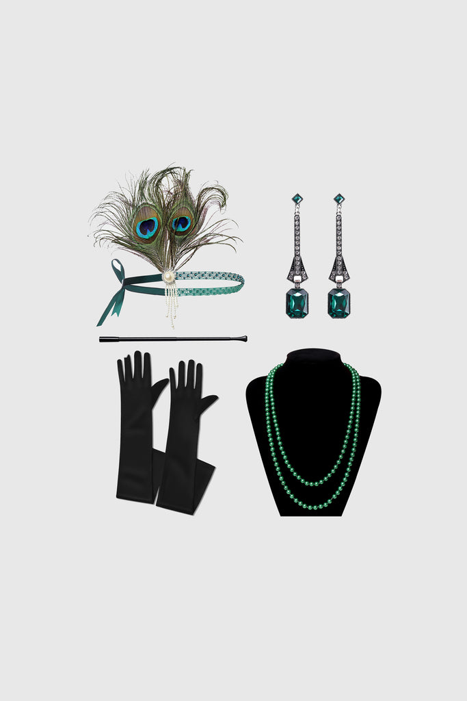 1920s Flapper Peacock Accessories Set - BABEYOND