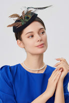 Retro Tea Party Feather Fascinator | Black | 9